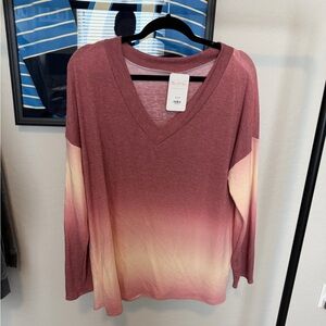 Pinkblush Women's Gradient V-Neck Long Sleeve Top